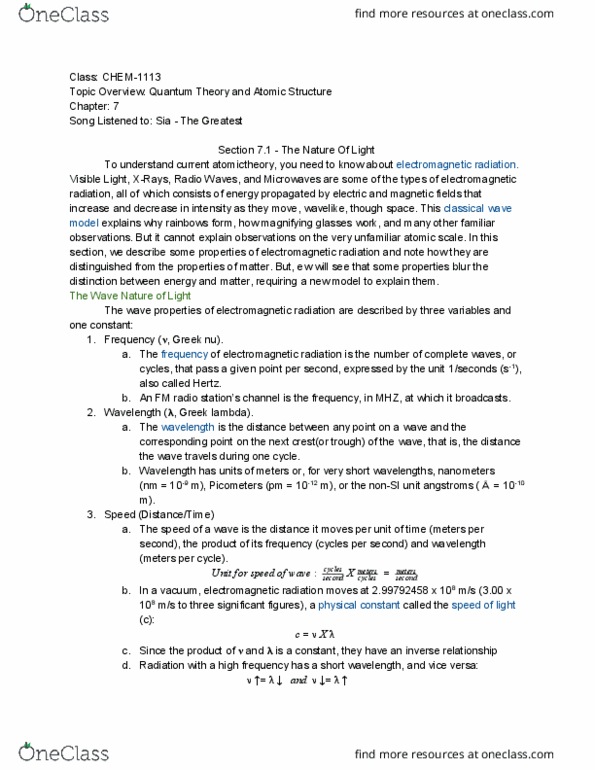 CHEM 1114 Lecture 1: Section7.1-TheNatureOfLightChapter7-QuantumTheoryandAtomicStructure-2 thumbnail