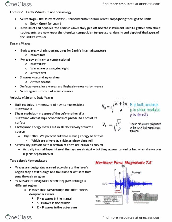 Earth Sciences 2123F/G Lecture Notes - Lecture 7: Shear Modulus, Bulk Modulus, Love Wave thumbnail