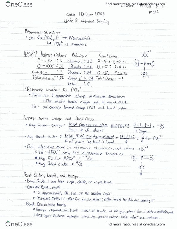 CHEM 1E03 Lecture Notes - Lecture 9: Organization Of American Historians, Formal Charge, Bond Energy thumbnail