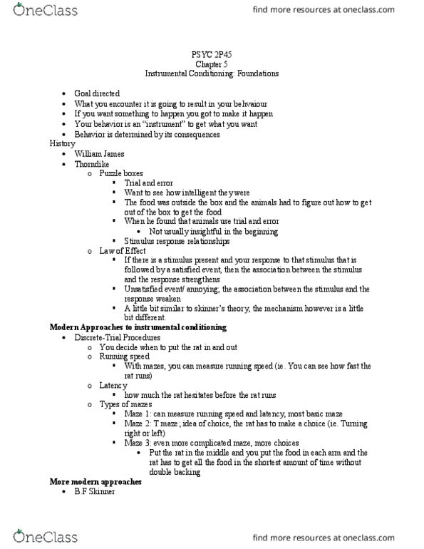 PSYC 2P45 Lecture Notes - Lecture 5: B. F. Skinner, Reinforcement, Sunscreen thumbnail