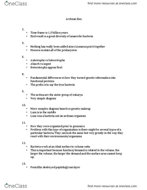 BIO 1130 Lecture Notes - Lecture 8: Gram Staining, Antimicrobial Resistance, Archean thumbnail