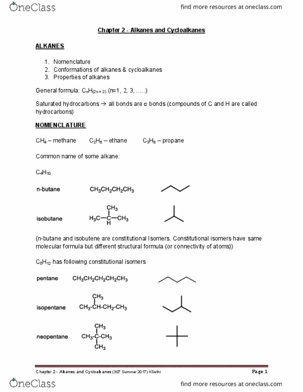 01:146:295 Lecture Notes - Lecture 2: Staggered Conformation, Eclipsed Conformation, Higher Alkanes thumbnail