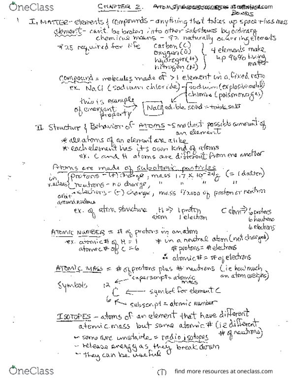 BIOL 101 Lecture Notes - Lecture 2: Mase, Jato, Chemical Bond thumbnail