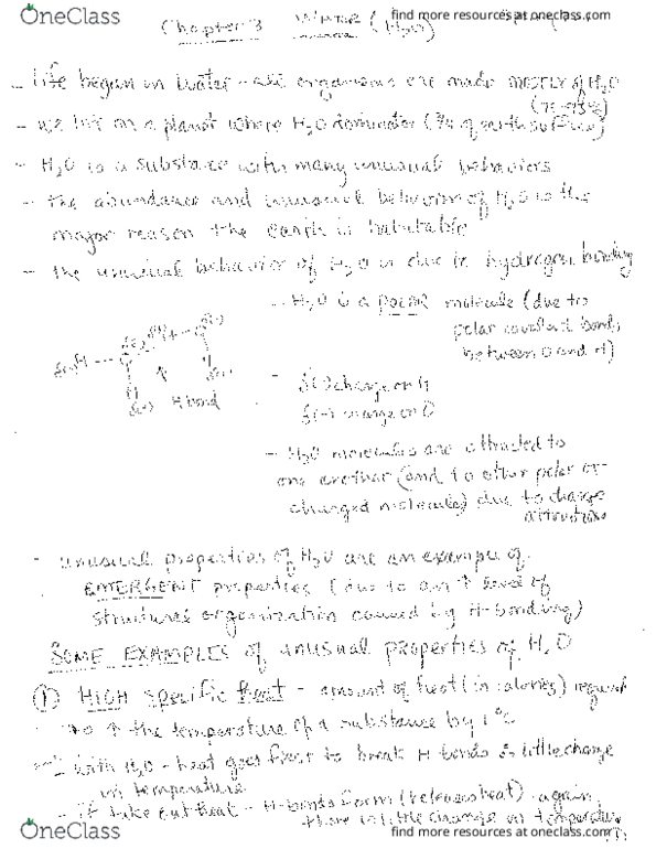 BIOL 101 Lecture Notes - Lecture 3: Chemical Polarity, Maton, Hydrogen Bond thumbnail