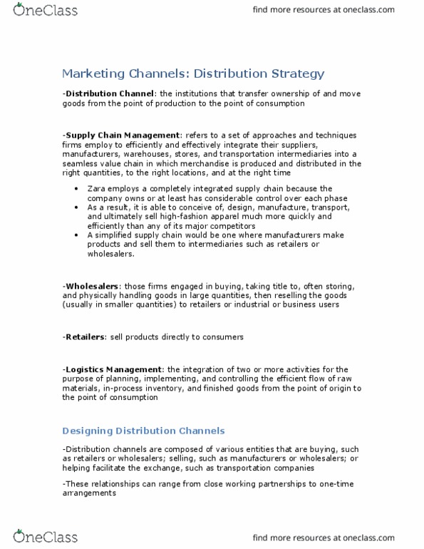 BU352 Chapter Notes - Chapter 12: Future Shop, Direct Market, Competitive Intelligence thumbnail