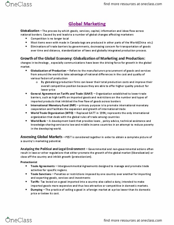 BU352 Lecture Notes - Lecture 17: North American Free Trade Agreement, Dominican Republic–Central America Free Trade Agreement, International Monetary Fund thumbnail