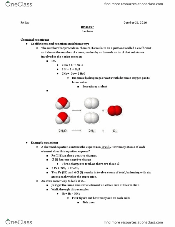 BMB 207 Lecture Notes - Lecture 18: Iron(Iii) Oxide, Chemical Formula, Chemical Equation thumbnail