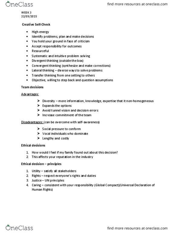 GMS 200 Lecture Notes - Lecture 3: United Nations Global Compact, Lateral Thinking, Ethical Decision thumbnail