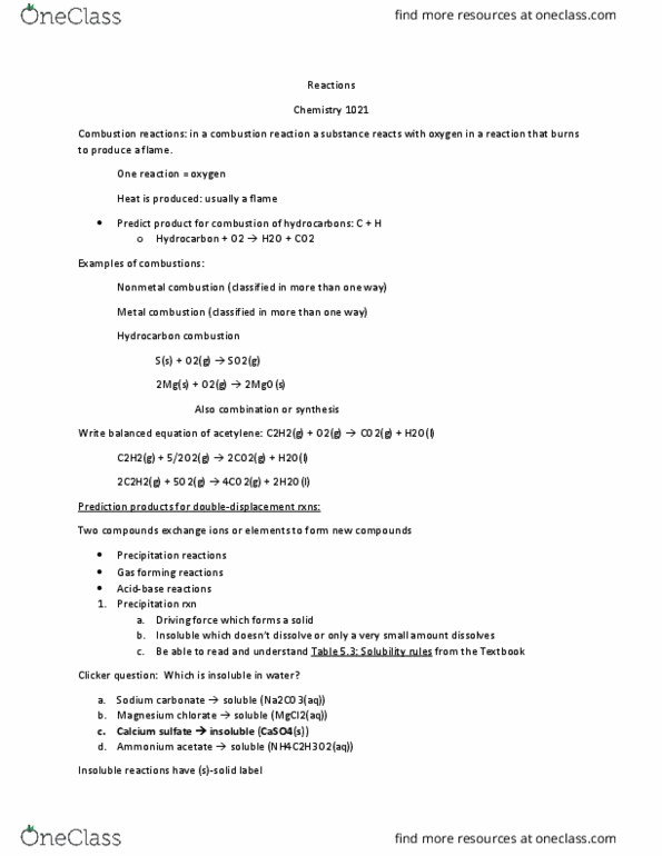 CHEM 1021 Lecture Notes - Lecture 24: Ammonium Acetate, Calcium Sulfate, Sodium Sulfate thumbnail
