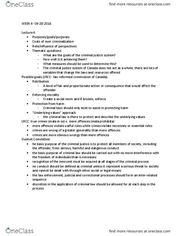 LAWS 2301 Lecture Notes - Lecture 4: Malum Prohibitum, Norm (Social), Restorative Justice thumbnail