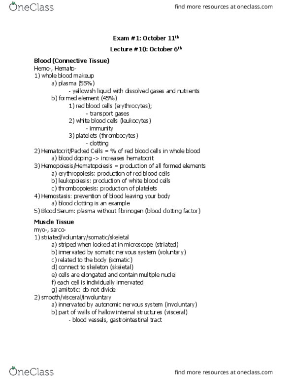 BIOL 207 Lecture Notes - Lecture 10: Somatic Nervous System, Blood Doping, Autonomic Nervous System thumbnail