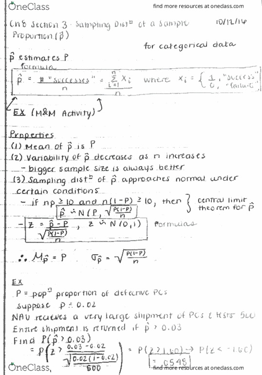 STA 270 Lecture Notes - Lecture 11: Categorical Variable, True Value thumbnail