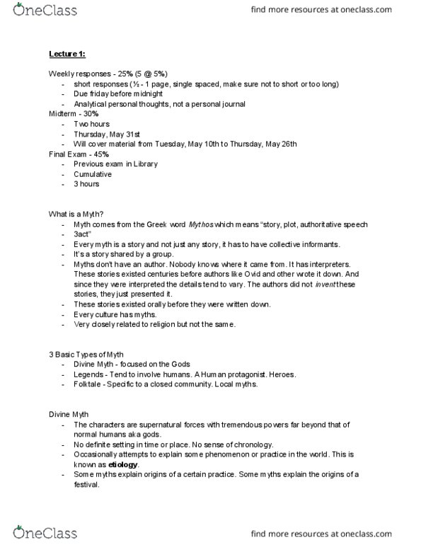 CLAA06H3 Lecture Notes - Lecture 1: Mount Helicon, Theogony, Virgin Birth Of Jesus thumbnail