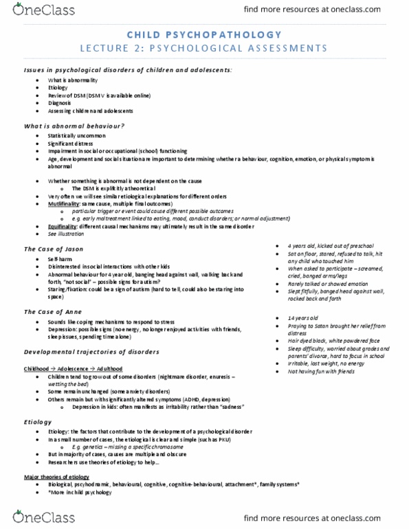 PSY 4105 Lecture Notes - Lecture 2: Nightmare Disorder, Dsm-5, Anxiety Disorder thumbnail