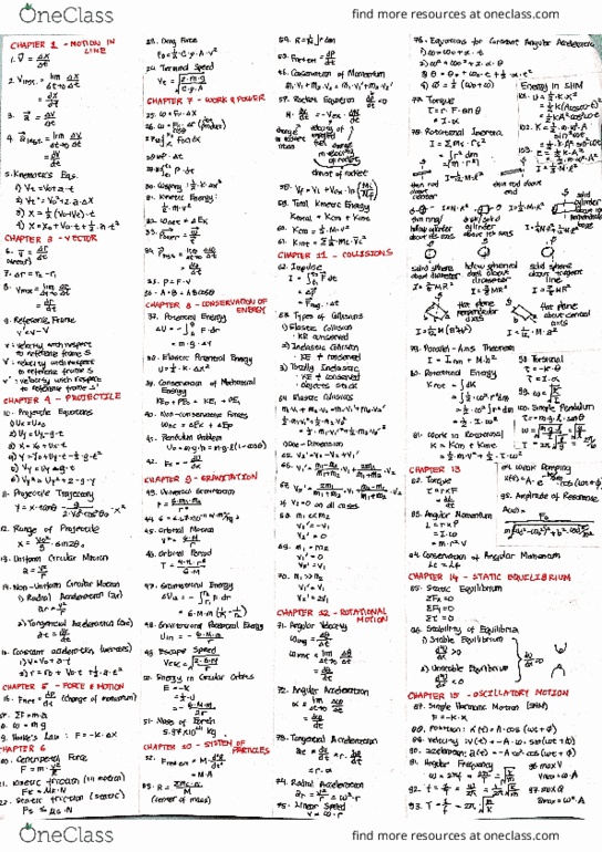 PHYS 2A Final: PHYS 2A CHEAT SHEET FINAL - OneClass