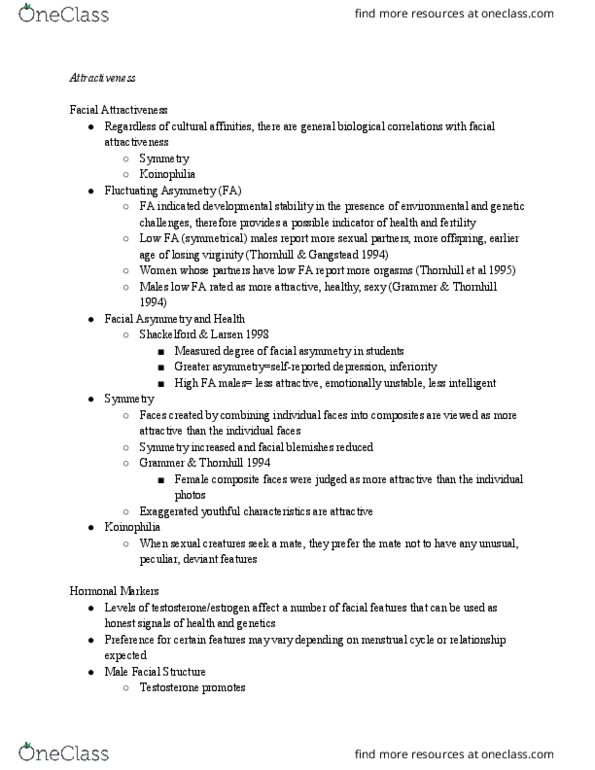 ANT-2301 Lecture Notes - Lecture 7: Koinophilia, Signalling Theory, Androstadienone thumbnail