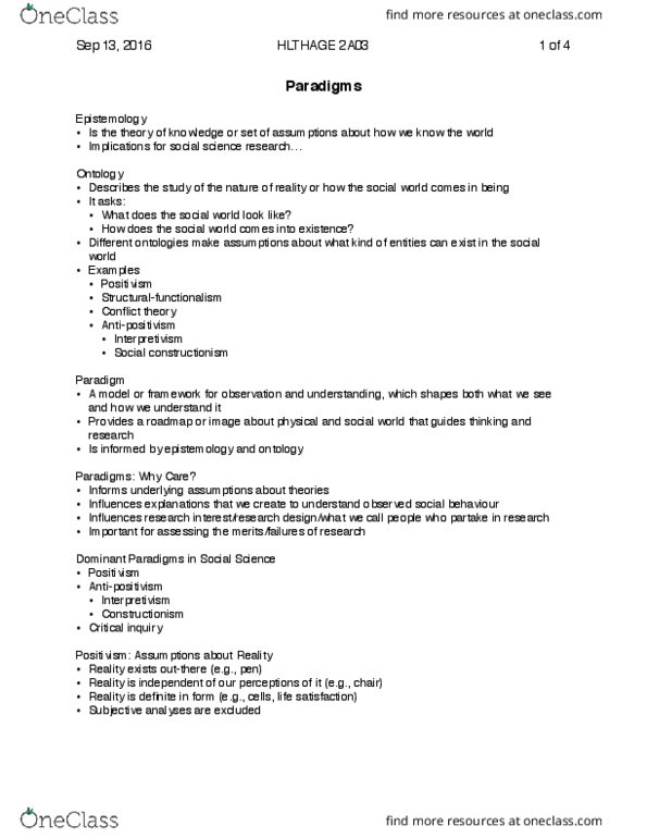 HLTHAGE 2A03 Lecture Notes - Lecture 2: Antipositivism, Critical Inquiry, Structured Interview thumbnail