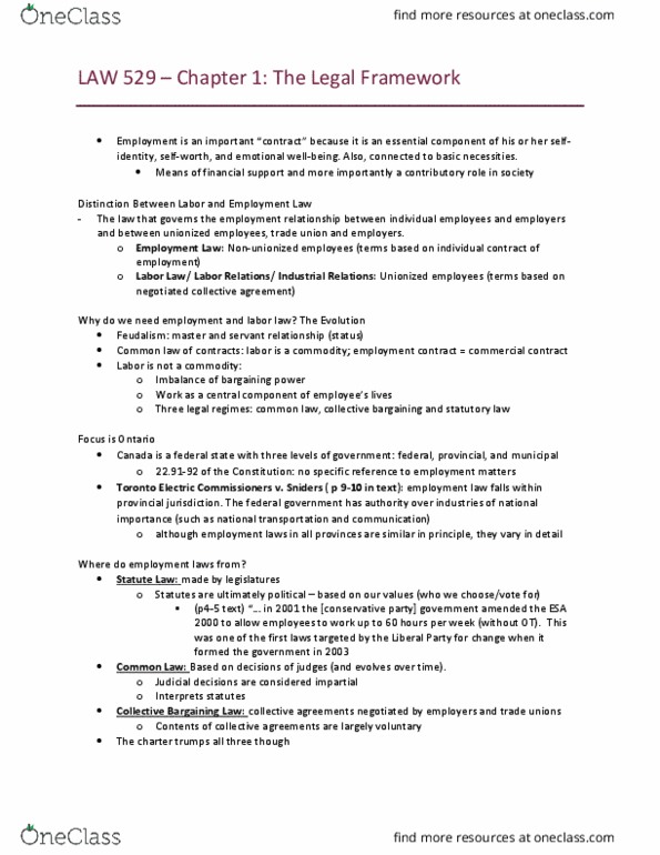 LAW 529 Lecture Notes - Lecture 1: Canada Pension Plan, Unemployment Benefits, Personal Information Protection And Electronic Documents Act thumbnail