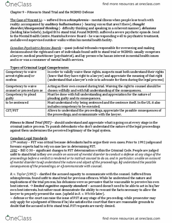 PSYC 3310 Chapter Notes - Chapter 9: Psychosis, Intellectual Disability, Mental Disorder thumbnail