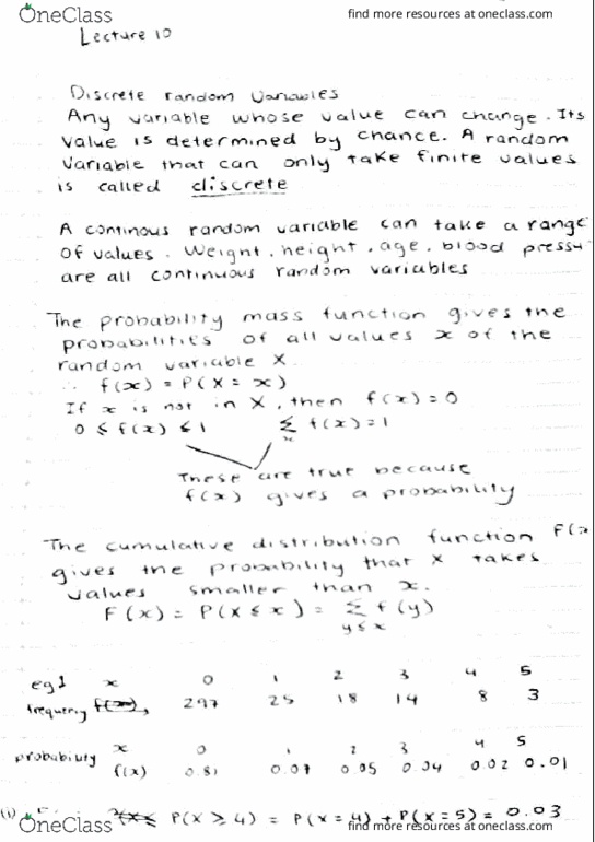 MAT 2379 Lecture Notes - Lecture 10: Random Variable thumbnail