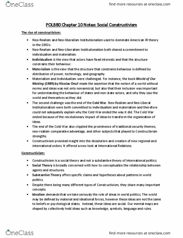 POLB80H3 Chapter Notes - Chapter 10: Neoliberalism, Social Fact, Comparative Advantage thumbnail