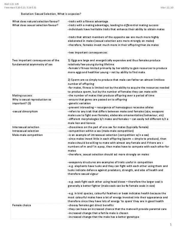 APBI 200 Lecture : Biol 121- 2010.03.22- Evolution- Sexual Selection, Definition of Species (Ch. 25-26).docx thumbnail