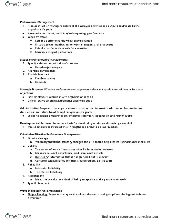 Management and Organizational Studies 1021A/B Chapter Notes - Chapter 7: Inter-Rater Reliability, Employee Retention, Job Performance thumbnail