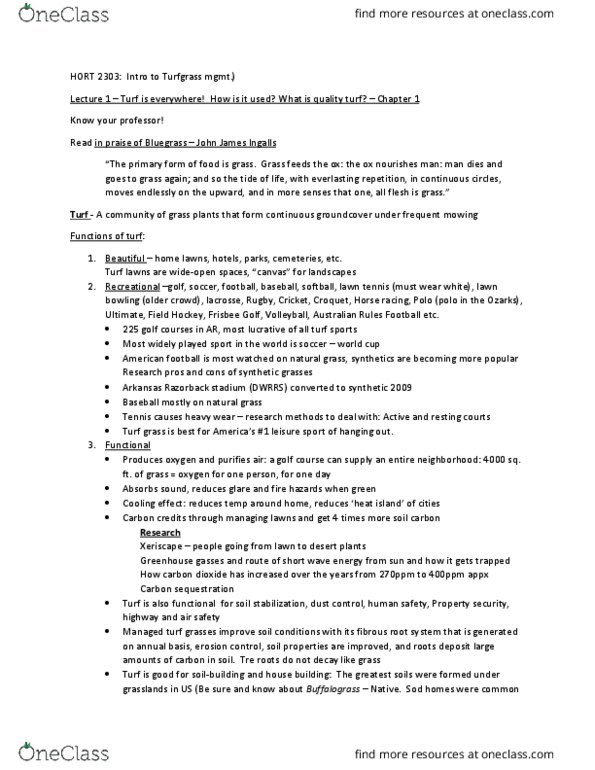 HORT 2303 Lecture Notes - Lecture 1: Lawn, John James Ingalls, Bowls thumbnail