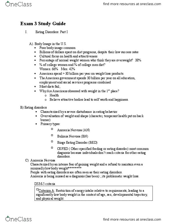 CLP 4143 Lecture Notes - Lecture 3: Somatic Symptom Disorder, Cognitive Behavioral Therapy, Binge Eating thumbnail