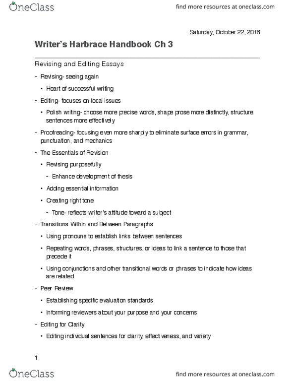 ENGL 101 Chapter Notes - Chapter 3: Proofreading thumbnail