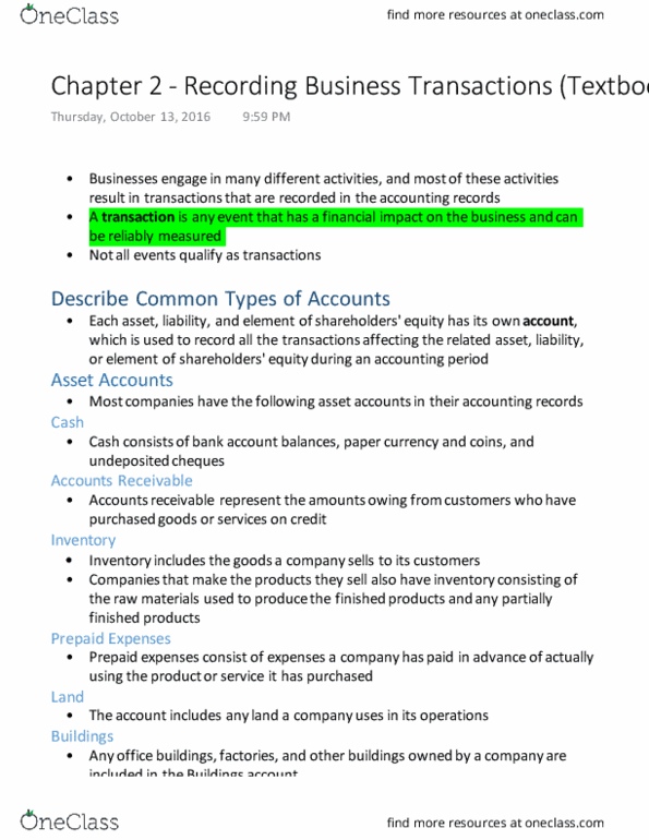 COMMERCE 1AA3 Chapter Notes - Chapter 2: Deferral, Accounts Payable, Retained Earnings thumbnail