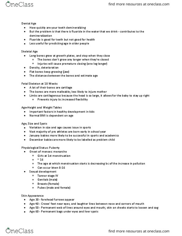 KINE 1020 Lecture Notes - Lecture 6: Tanner Scale, Fluoride, Epiphyseal Plate thumbnail