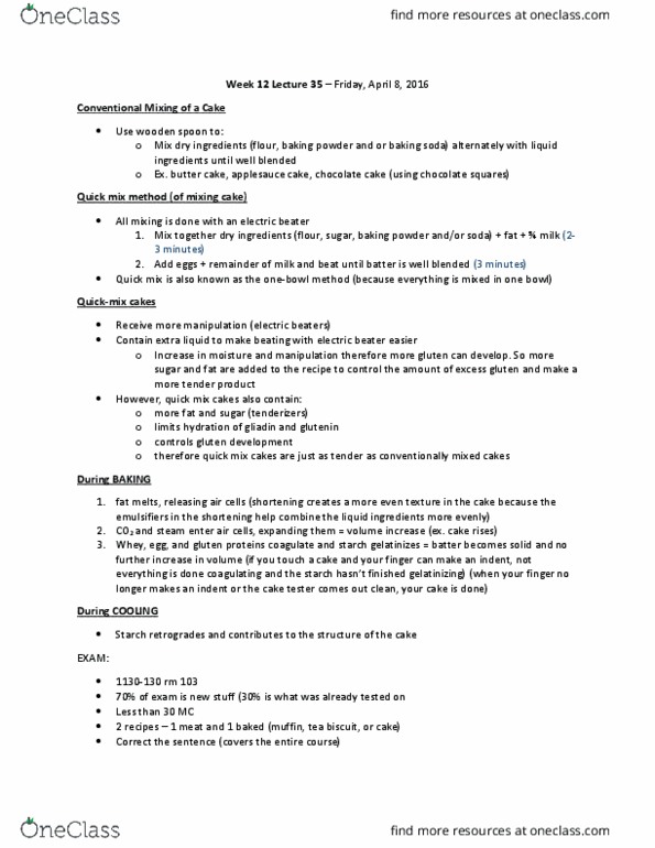 HTM 2700 Lecture Notes - Lecture 35: Chocolate Cake, Sodium Bicarbonate, Baking Powder thumbnail