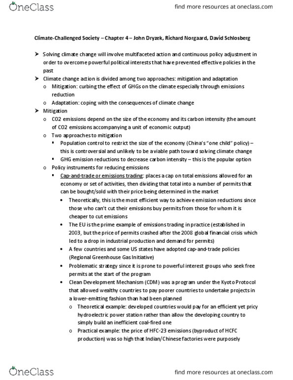 ENVR POL 336 Chapter Notes - Chapter 4: Regional Greenhouse Gas Initiative, Financial Crisis Of 2007–2008, Clean Development Mechanism thumbnail