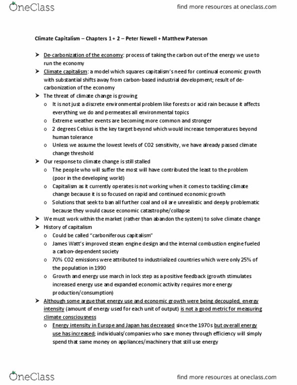 ENVR POL 336 Chapter Notes - Chapter 1-2: Climate Change Mitigation, Subprime Mortgage Crisis, Bretton Woods System thumbnail