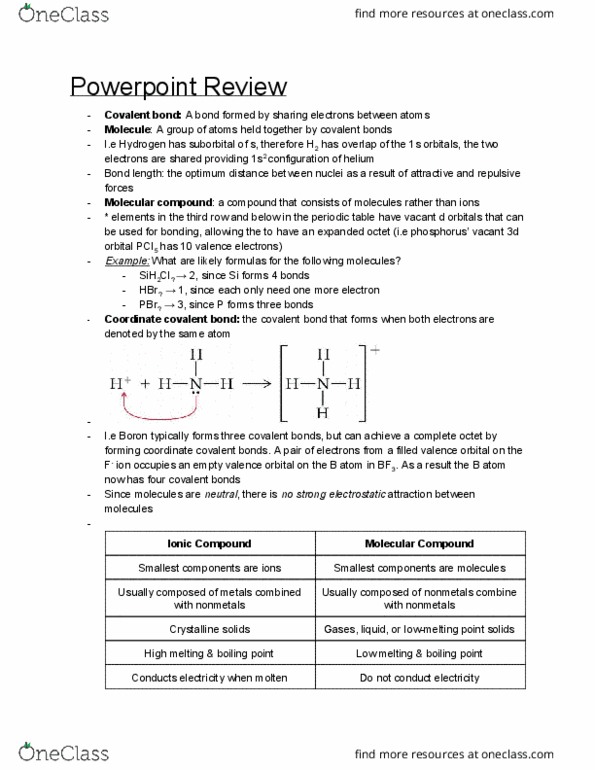 CHEM 11 Chapter Notes - Chapter 4: Coordinate Covalent Bond, Valence Electron, Covalent Bond thumbnail