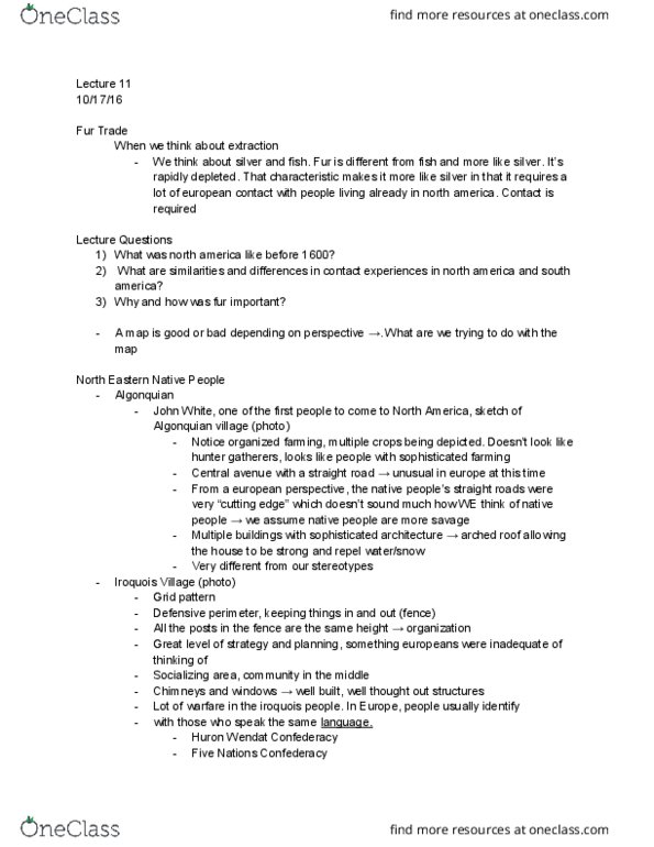 HIST 015 Lecture Notes - Lecture 11: Minor Places In Arda, Seigneurial System Of New France, Acculturation thumbnail