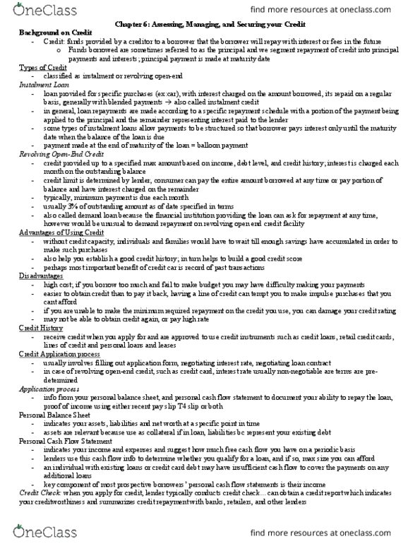 Management and Organizational Studies 2277A/B Chapter Notes - Chapter 6: Finance Charge, Cash Flow Statement, Cash Advance thumbnail