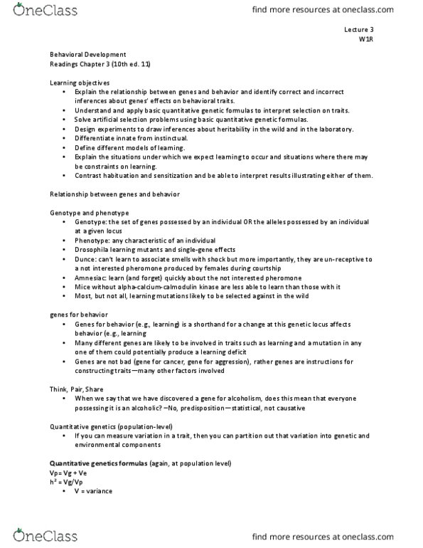 EE BIOL 100 Lecture Notes - Lecture 3: Australian Funnel-Web Spider, Quantitative Genetics, Genetic Variation thumbnail