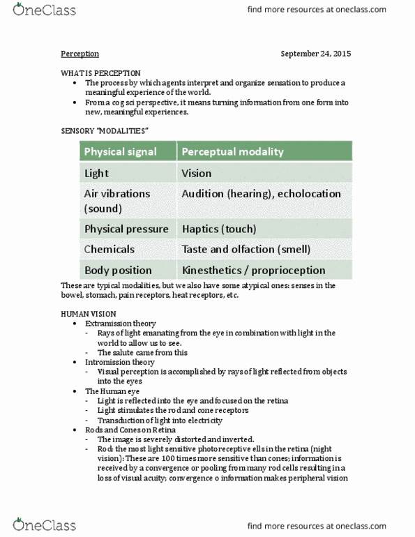 CGSC 1001 Lecture Notes - Lecture 2: Visual Acuity, Peripheral Vision, Visual Perception thumbnail