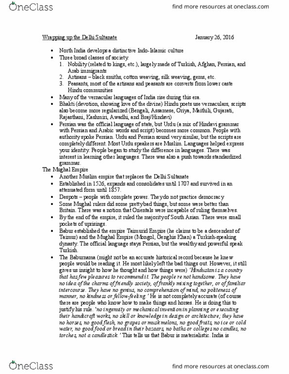 SAST 1002 Lecture Notes - Lecture 2: Friendly Society, Hindustani Language, Dara Shikoh thumbnail