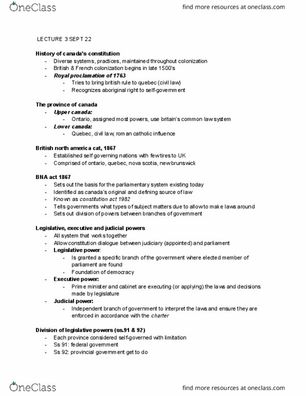 CRIM 135 Lecture Notes - Lecture 3: Legislature, Lower Canada, Statutory Interpretation thumbnail