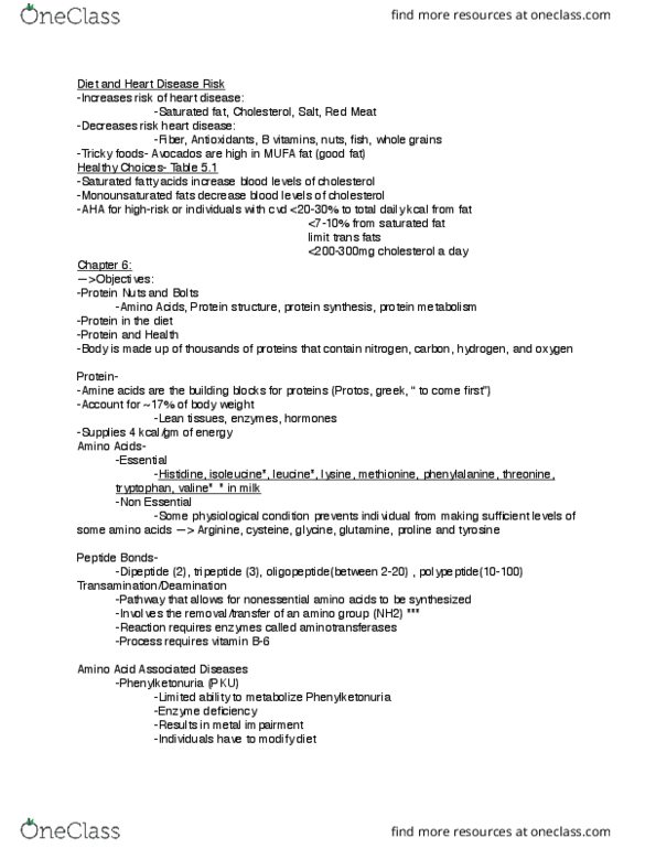 FSN 101 Chapter Notes - Chapter 5: Proline, Allergy, Tequila thumbnail