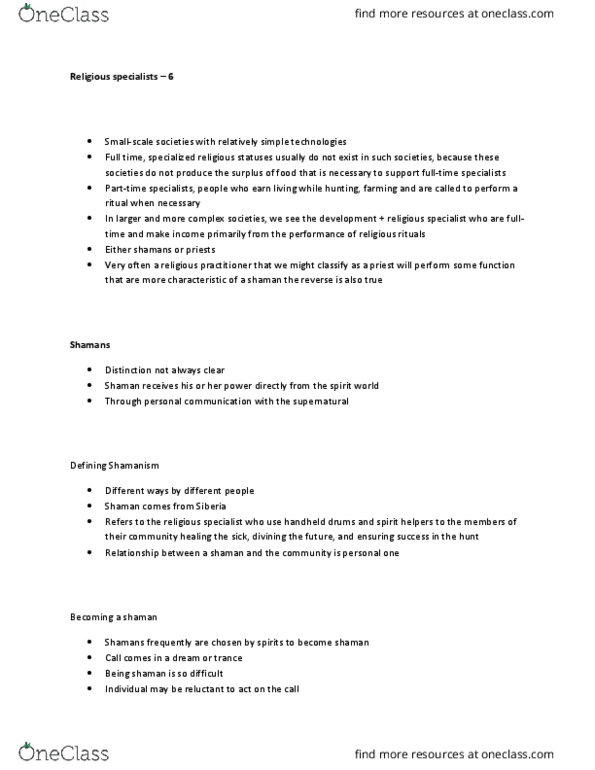 SRS 1110 Chapter Notes - Chapter 6: Axis Mundi, Neoshamanism, Witchcraft Today thumbnail