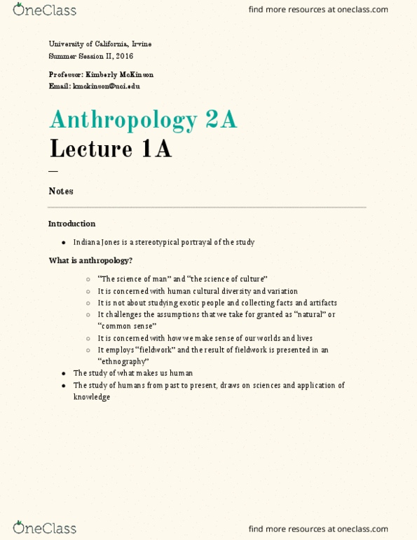 ANTHRO 2A Lecture Notes - Lecture 1: Gift Economy, Biopower, Tiv People thumbnail