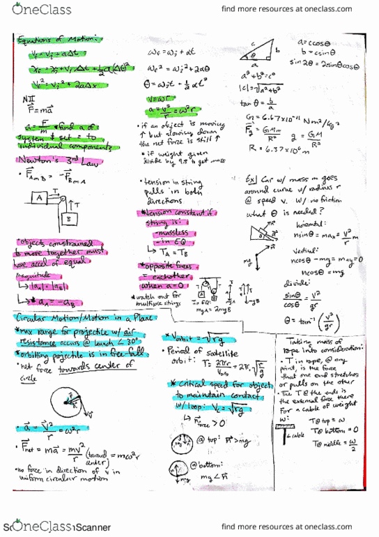 Physics 151 Midterm Exam 2 Formula Study Guide And Problem Types To Physics 151 Midterm Exam 2 Formula Study Guide And Problem Types To