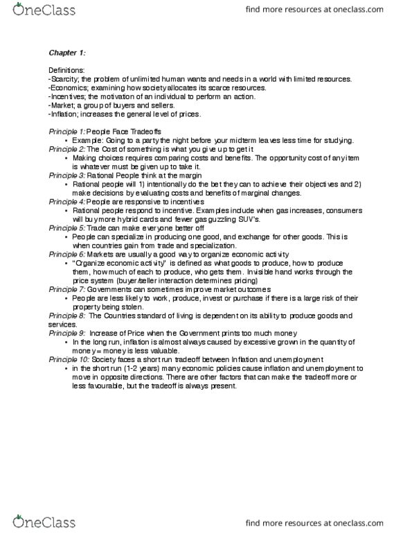 ECON101 Lecture Notes - Lecture 2: Invisible Hand, Macroeconomics, Opportunity Cost thumbnail