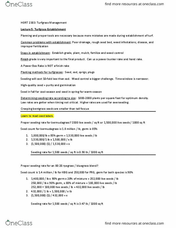 HORT 2303 Lecture Notes - Lecture 5: Rhizome, Tackifier, Festuca thumbnail