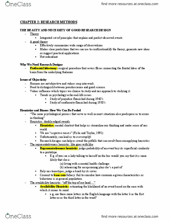 PSY 102 Chapter Notes - Chapter 2: Pseudoscience, Demand Characteristics, Availability Heuristic thumbnail