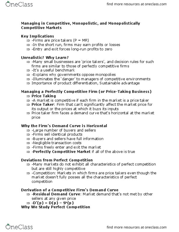 EC260 Lecture Notes - Lecture 6: Market Power, Longrun, Price Discrimination thumbnail